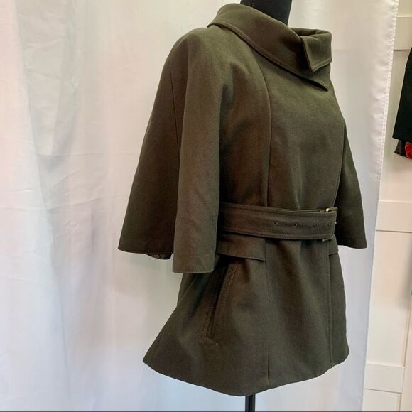 Andrew Marc Aerial Wool Capelet Jacket Green size 12 - Picture 4 of 13